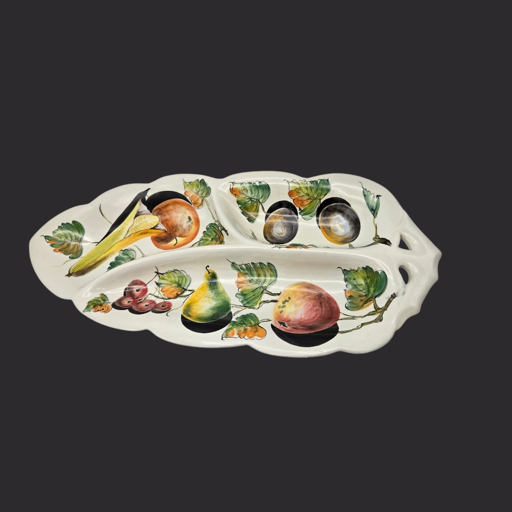 MCM NPS Italy Hand-Painted Ceramic Divided Serving Platter Fruit Design